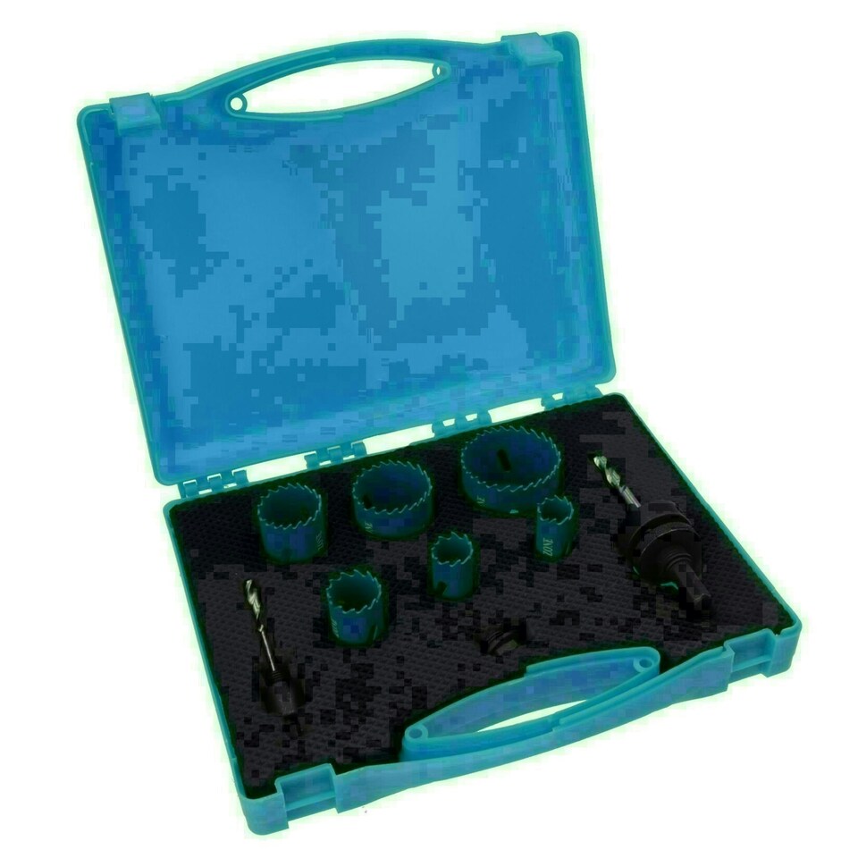 image 1 of HSS Bi-Metal Hole Saw Set Cutters Steel Aluminium Wood PVC 18mm - 51mm 9pc