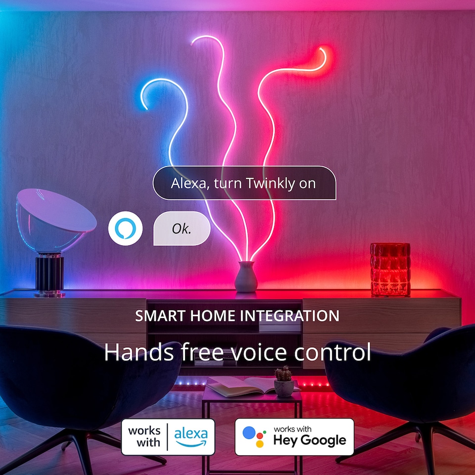 image 1 of Twinkly Flex Cable 3m 10ft White Wire Plug Type C