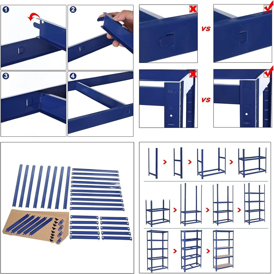 image 1 of Alivio 5 Tier Racking Shelf Heavy Duty Steel Unit (Blue) Blue