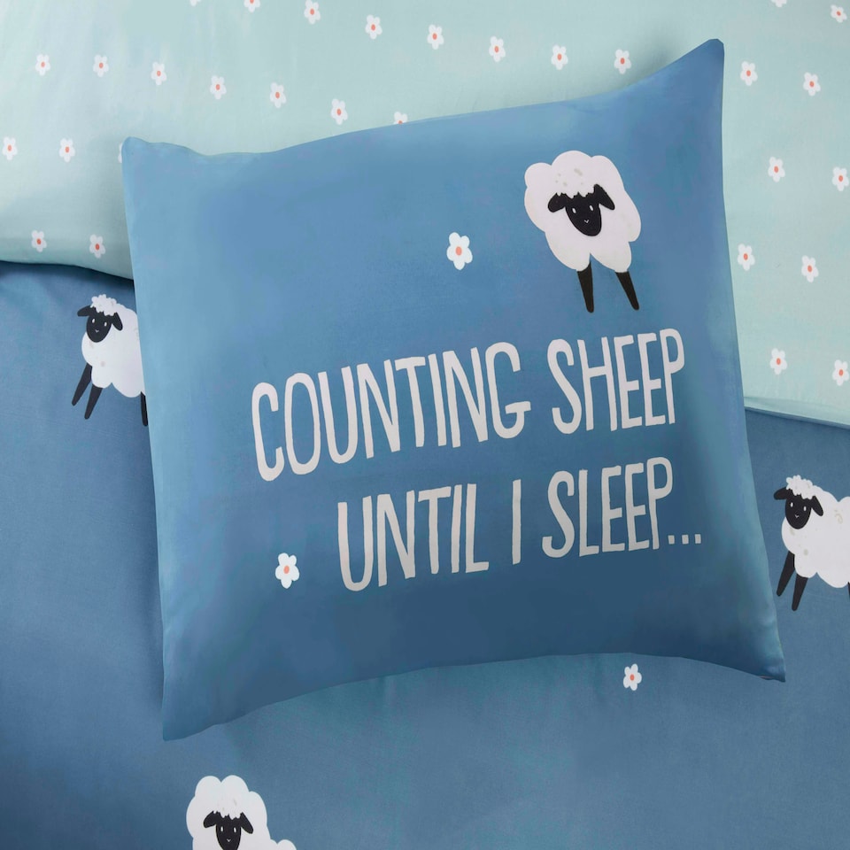 image 1 of Counting Sheep Cotton Duvet Cover Set Cover with Pillowcase Pink | Double