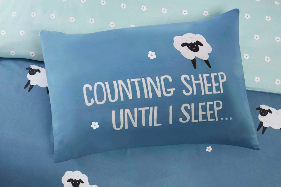 image 1 of Counting Sheep Cotton Duvet Cover Set Cover with Pillowcase | Pink | Double | 1