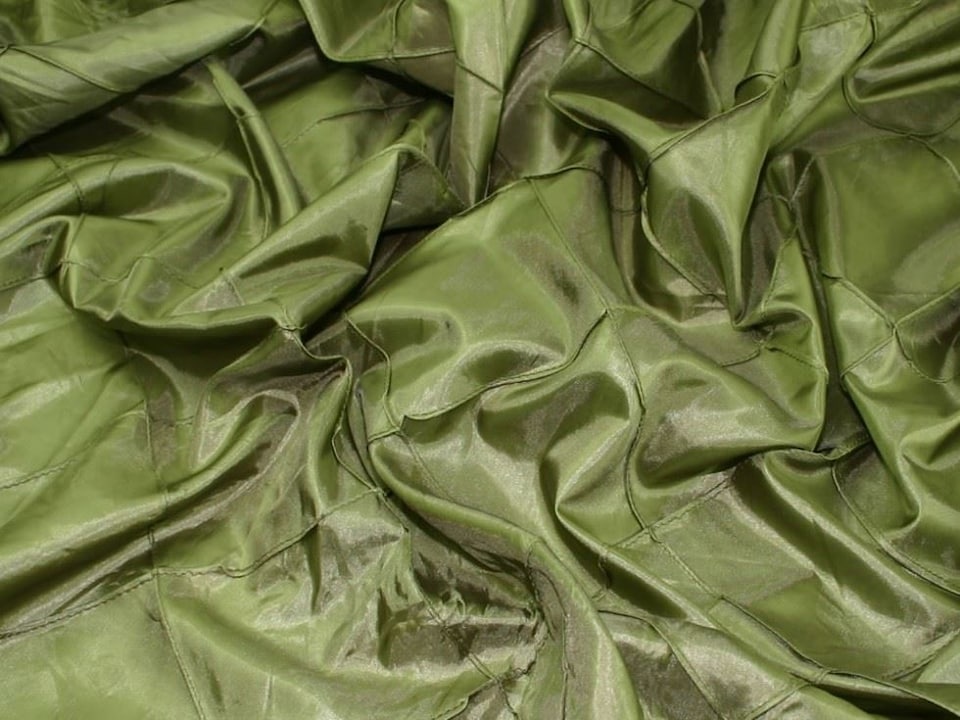 Green Embroidered Taffeta Fabric for Dressmaking, 140cm / 55" Wide - per metre