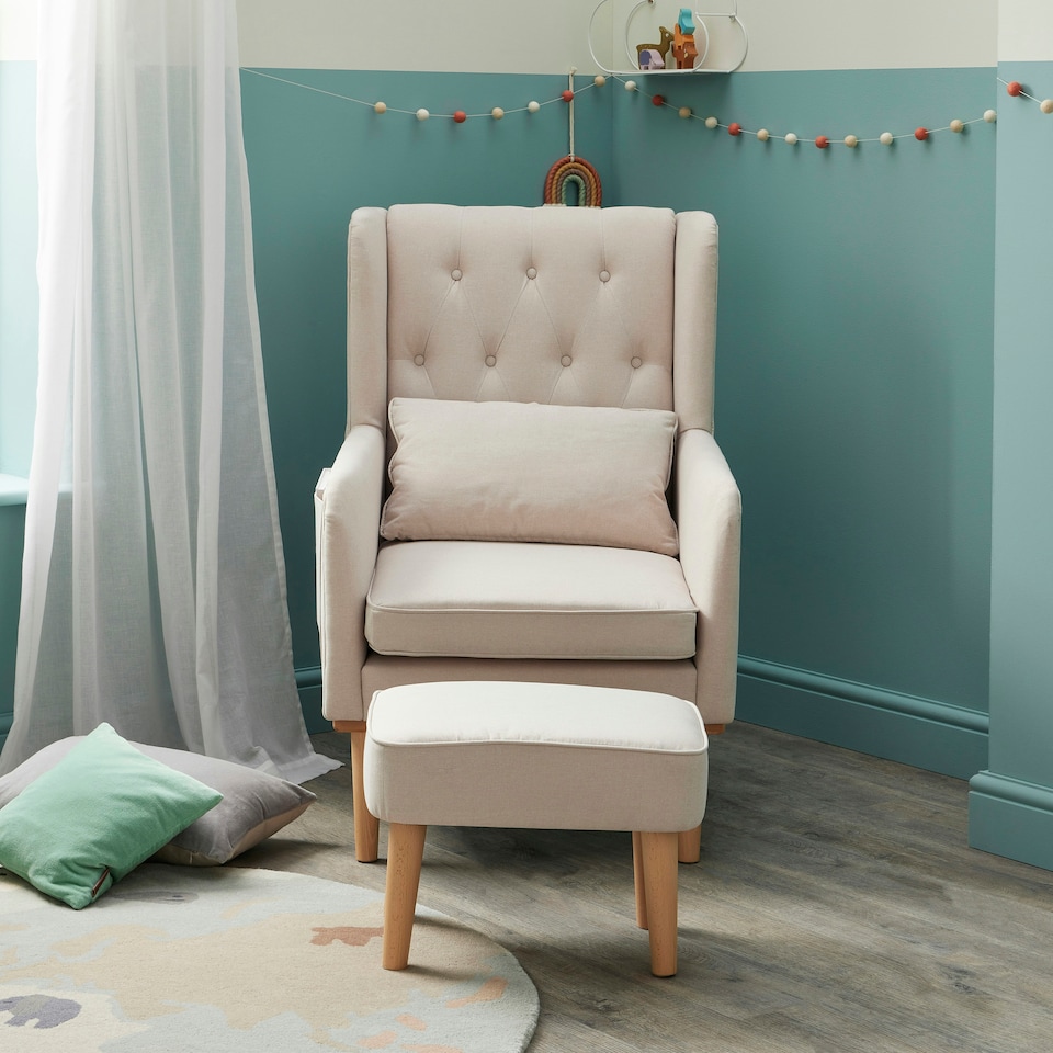 image 1 of Babymore Lux Nursing Chair with Stool - Cream Cream