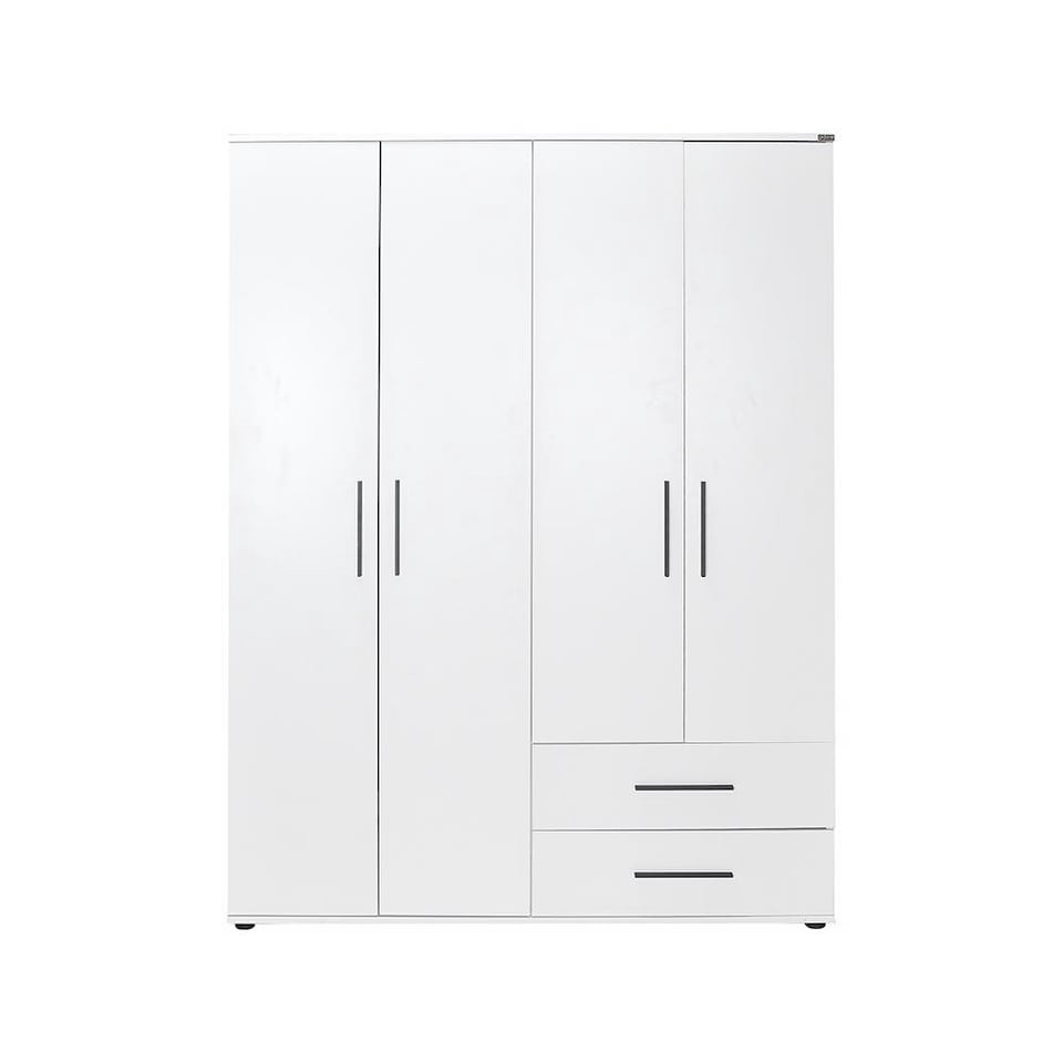 image 1 of Adore Matt White 4 Door 2 Drawer Combi Wardrobe with Shelves White