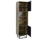 image 3 of Tall Display Cabinet 175cm – Industrial Oak & Black Matt Doors with Metal Frame Black | Oak