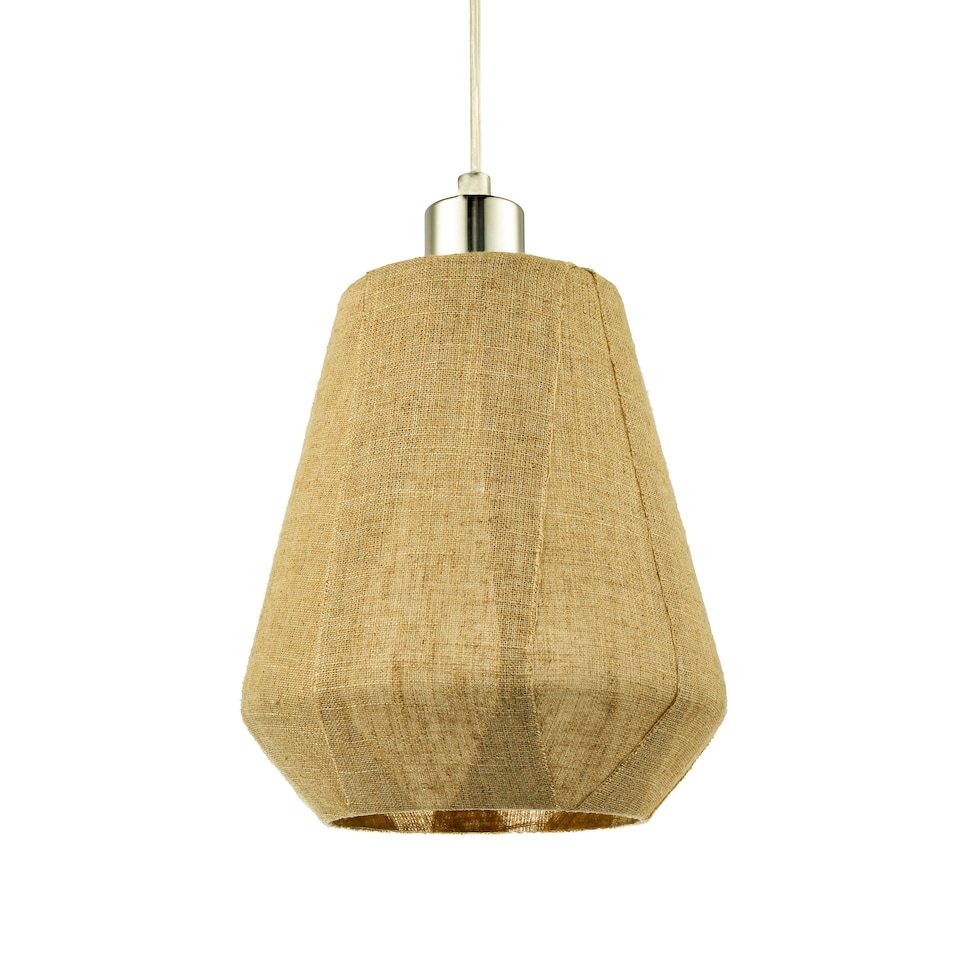 image 1 of Modern Designer Glass Pendant Lamp Shade Wrapped in Natural Oatmeal Linen Fabric | Brown