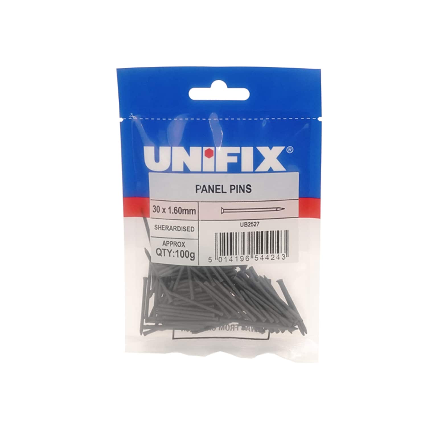 Unifix Sherardised Panel Pins 40 x 1.60mm - Box of 5 in Grey