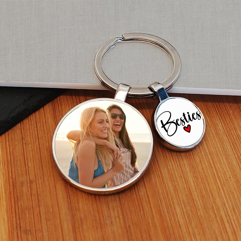 Personalised Besties Charm PhotoUpload Key Ring for Friend - Tesco ...