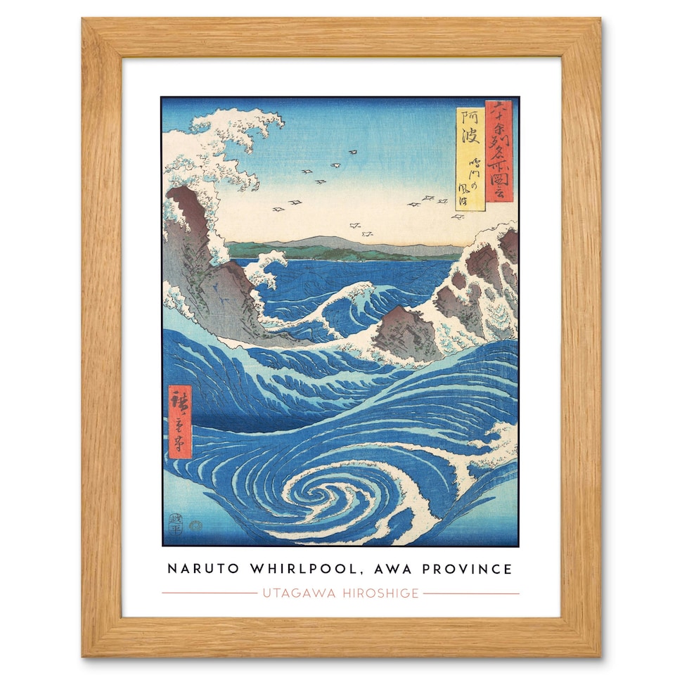 image 1 of Utagawa Hiroshige Naruto Whirlpool Awa Province Art Wood Framed Wall Art Print