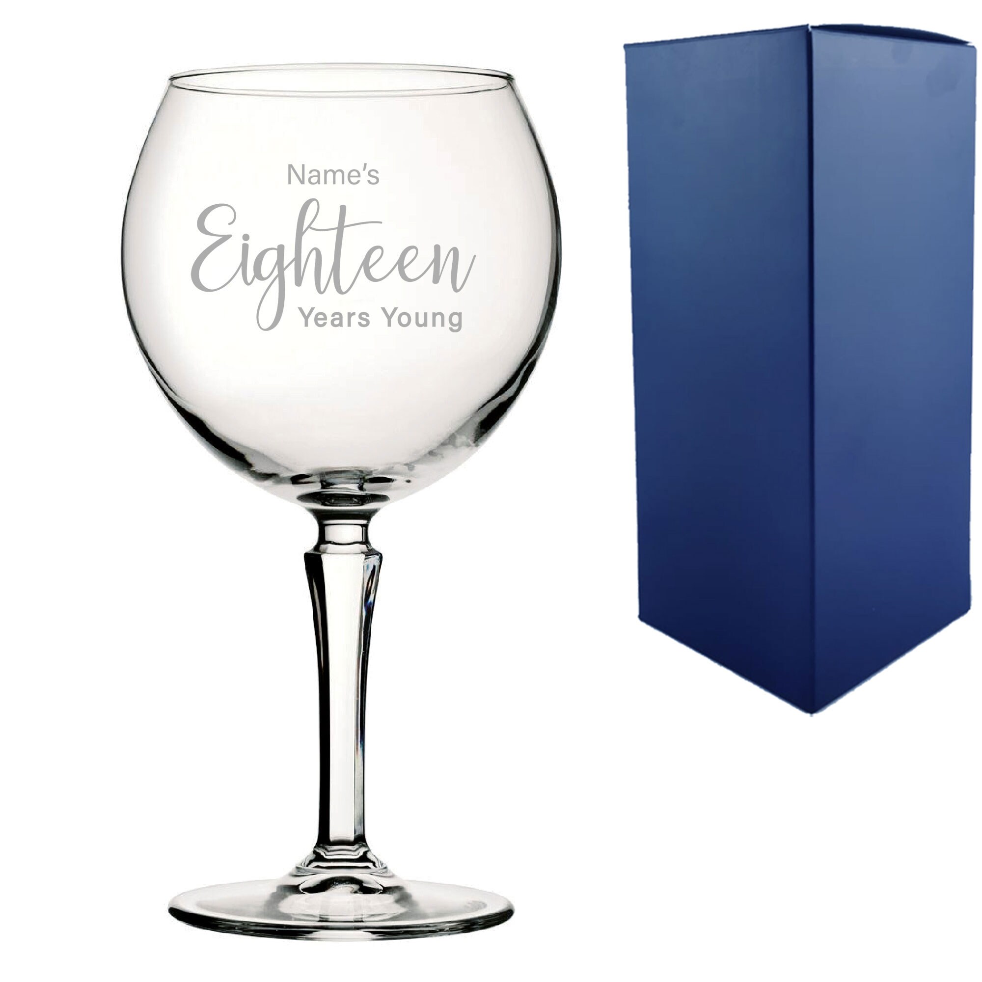 Personalised 18th Birthday Hudson Gin Glass Years Young Delicate Font