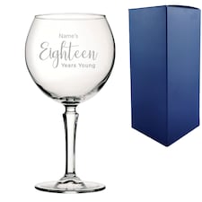 Personalised 18th Birthday Hudson Gin Glass Years Young Delicate Font