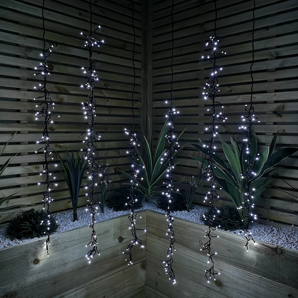 image 1 of Set of 6 Drop Tree Multi-Action Christmas ClusterBrights with 384 White LEDs