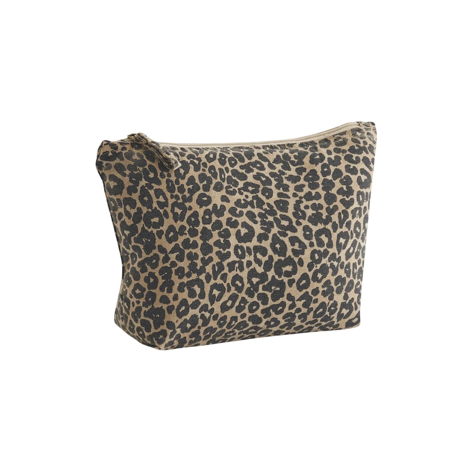 image 1 of Westford Mill Leopard Print Canvas Accessory Bag | Black | Black/Beige | 1