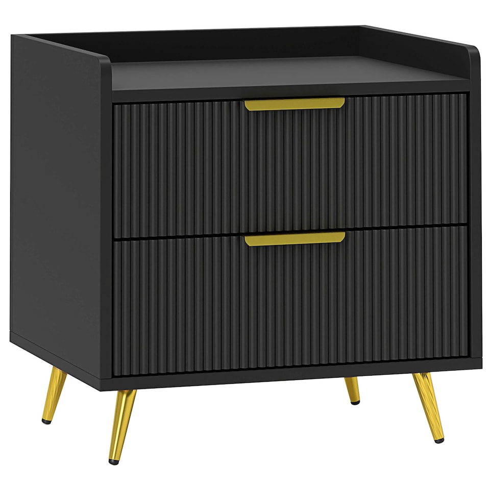 image 1 of HOMCOM Bedside Table with 2 Drawers for Bedroom, Living Room, Black