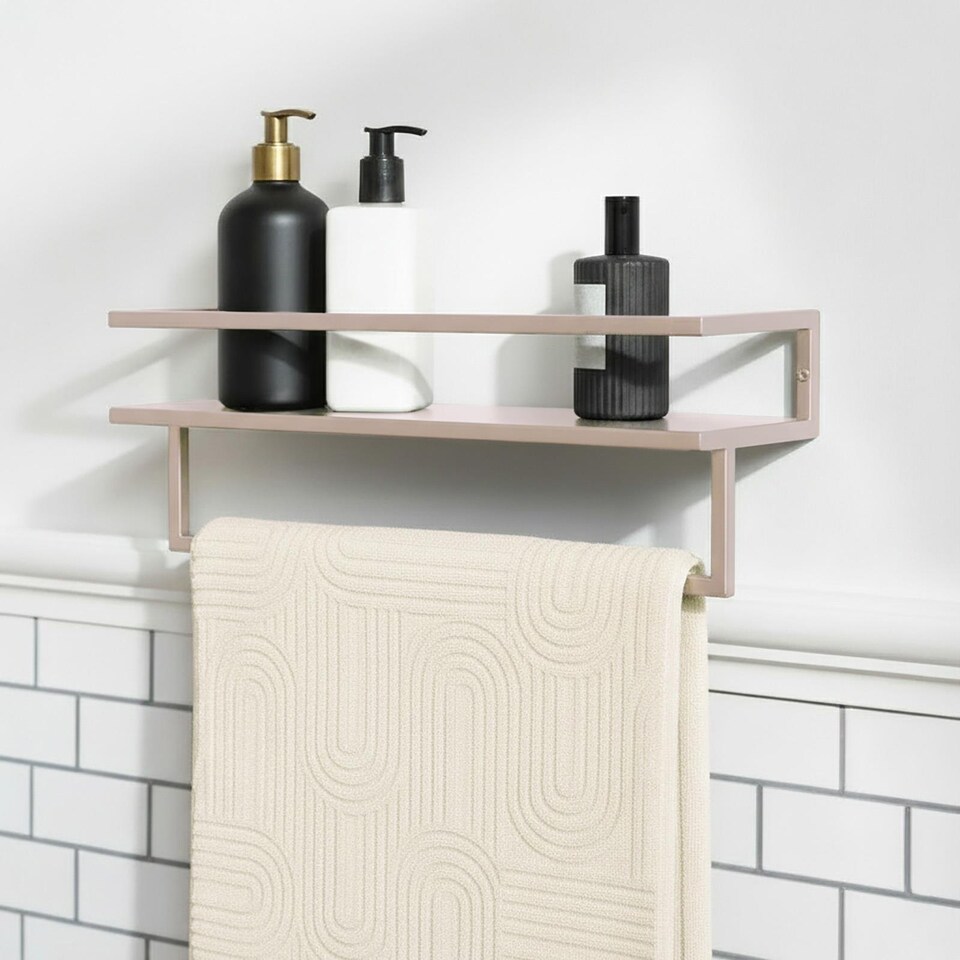 image 1 of OHS Towel Rail Bathroom Shelf Space Saving Storage Unit Wall Mounted