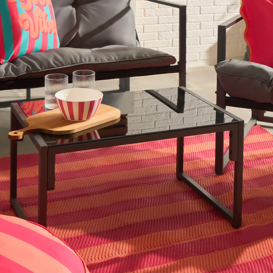 image 1 of OHS Miami 4PC Table Chair Set Outdoor Metal Frame Garden Patio Furniture | Grey | One Size