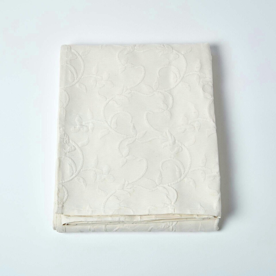 image 1 of Homescapes Cream Cotton Rich Floral Metelassé Pattern Bedspread - King | Cream