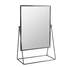 Harbour Housewares 32 x 50cm Rectangle Makeup Mirror - Black - Dressing Table Mirror Bathroom Mirror Vanity Mirror Tabletop Mirror | Black | Black | 50 x 32 x 16.5 CM | 1
