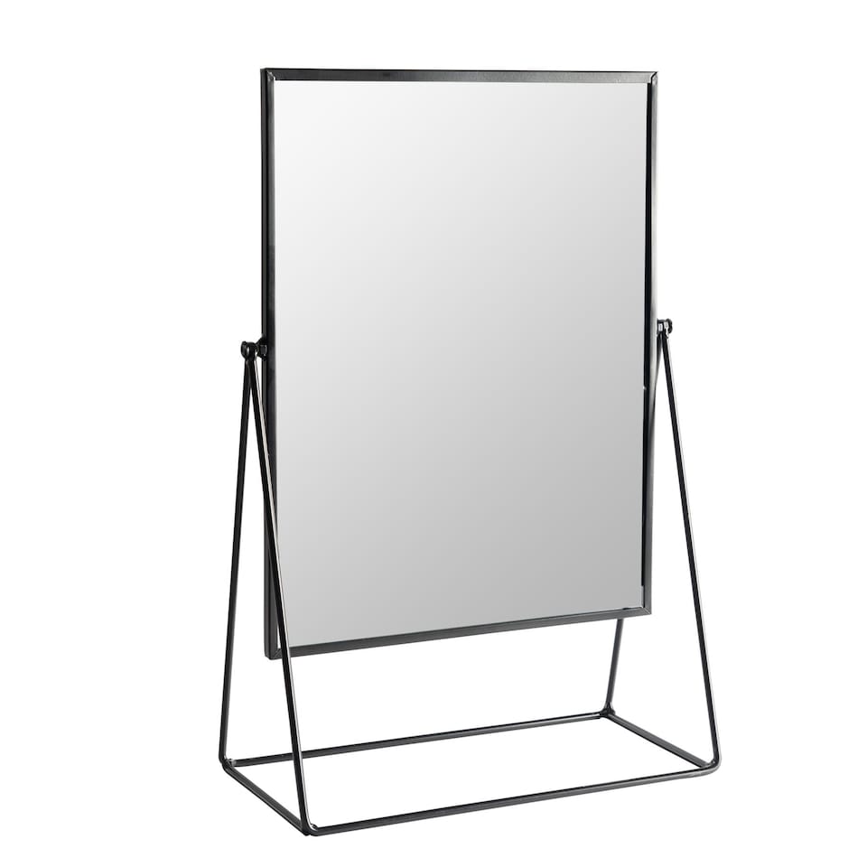 image 1 of Harbour Housewares 32 x 50cm Rectangle Makeup Mirror - Black - Dressing Table Mirror Bathroom Mirror Vanity Mirror Tabletop Mirror | Black | Black | 50 x 32 x 16.5 CM | 1