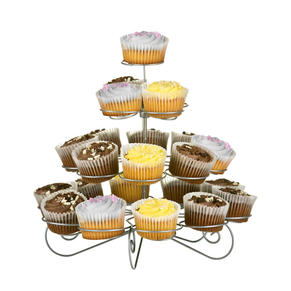 image 1 of 4 Tier Silver Wire 23 Cups Cupcake Stand Silver