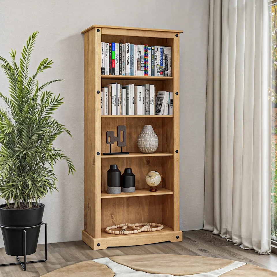 image 1 of Corona Bookcase Tall Pine Large Mexican Solid Wood