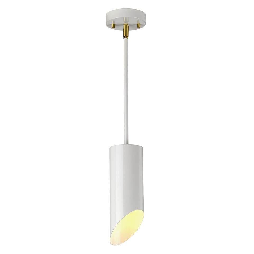 Quinto 1 Light Pendant - White Aged Brass, E27
