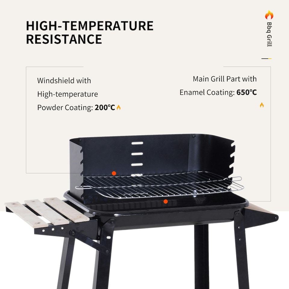 image 1 of Outsunny Charcoal BBQ Grill Trolley Barbecue Patio Outdoor Garden Heating Smoker