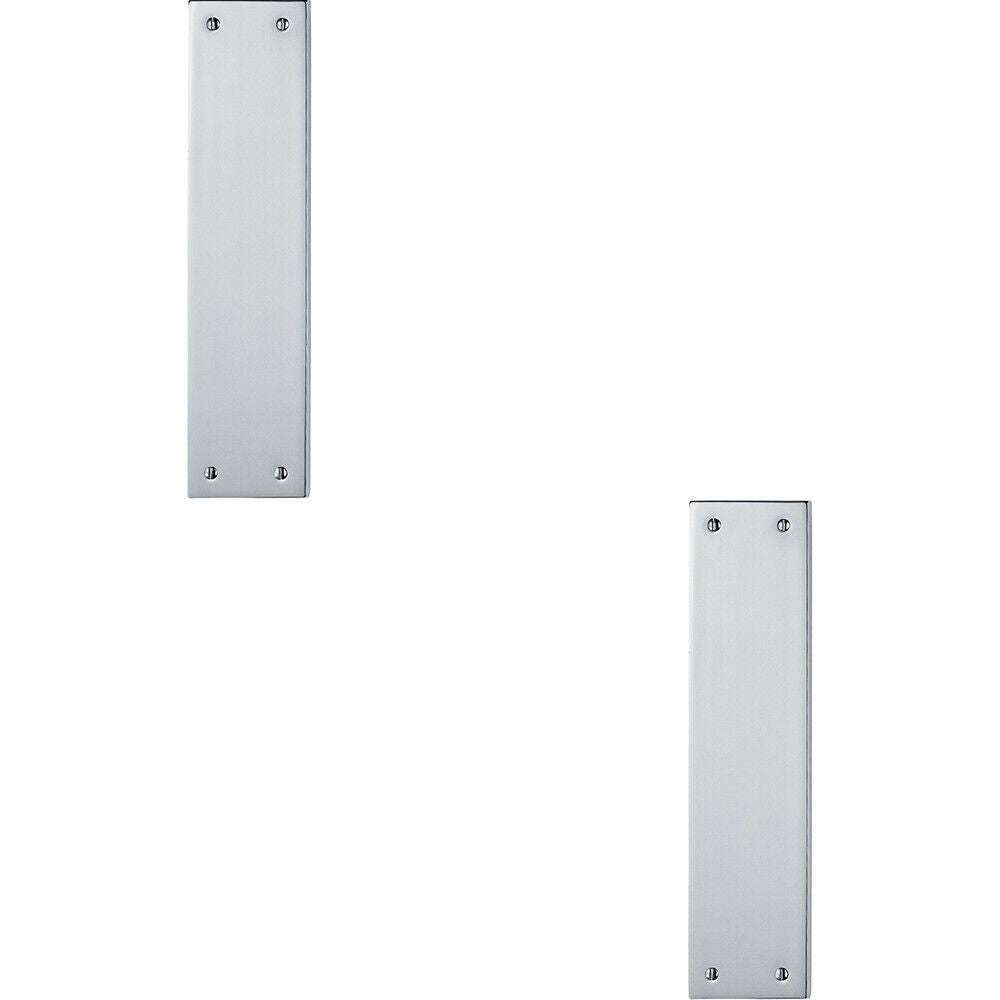 Loops 2x Plain Victorian Door Finger Plate 298 x 73mm Polished Chrome Push Plate