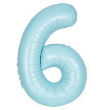 Matte Powder Blue Number 6 Helium Foil Giant Balloon 86cm / 34 in