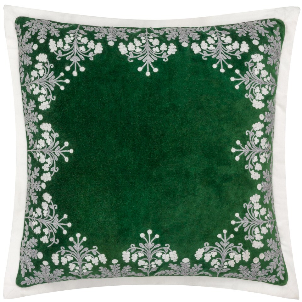 image 1 of Paoletti Embroidered Cushion, Green, 50 x 50cm