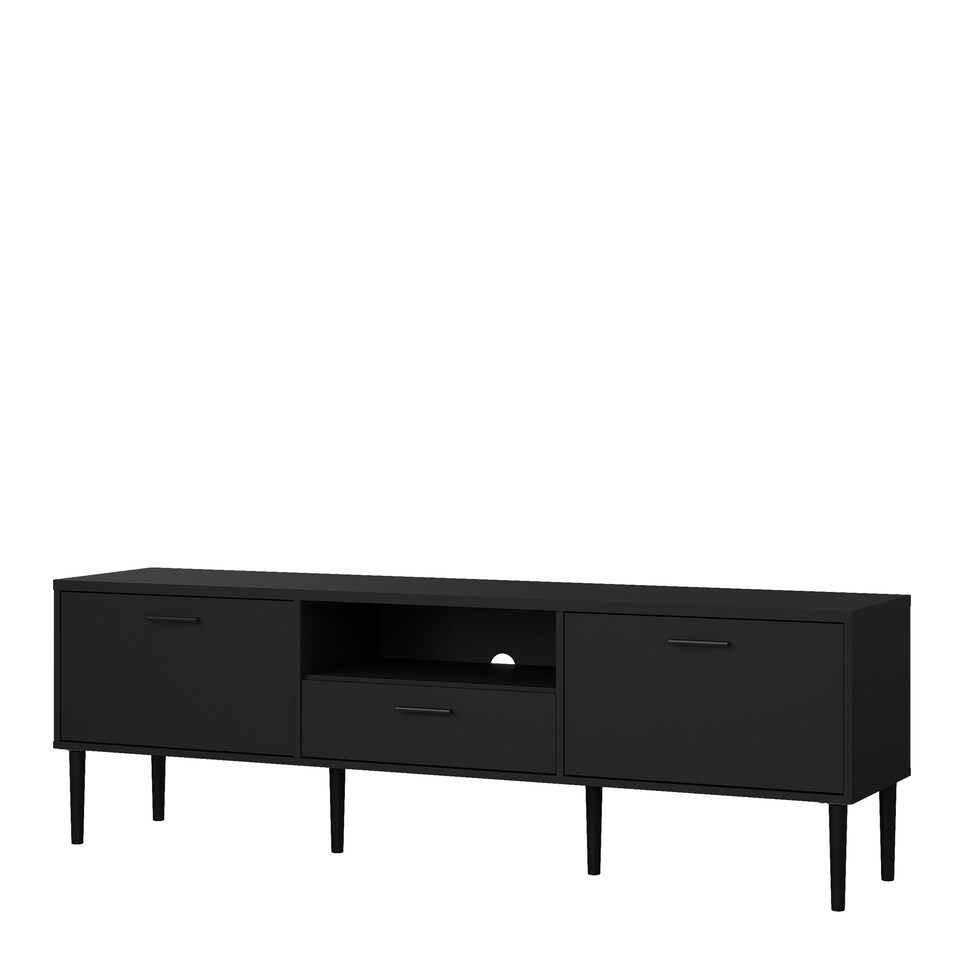 image 1 of Media TV Unit with 2 Doors 1 Drawer in Black