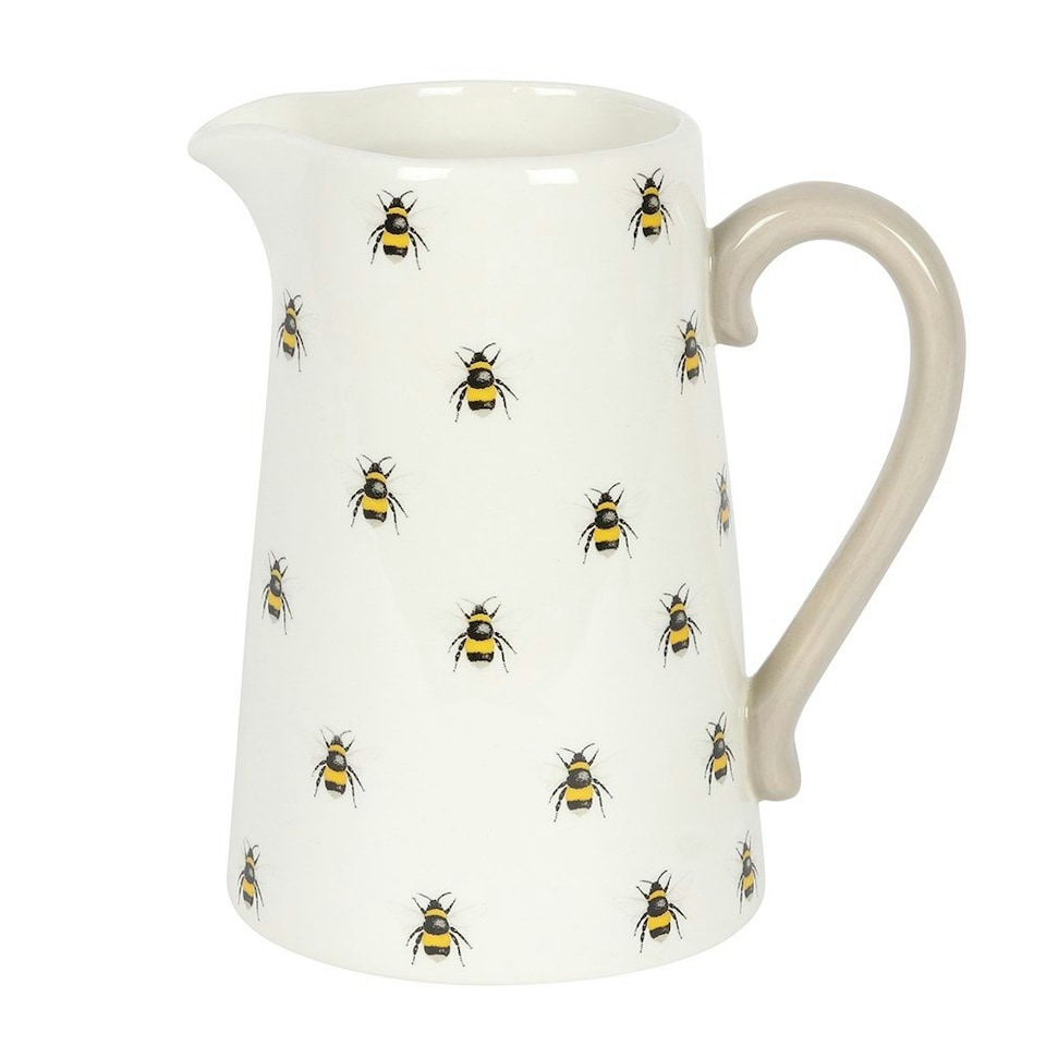 image 1 of Ceramic All Over Bee Print Jug Vase - 18cm