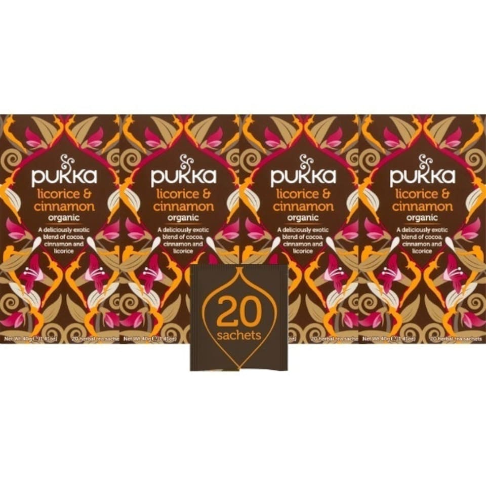 image 1 of Pukka Herbs Organic Herbal Tea, Liquorice & Cinnamon, 4 Packs, 80 Teabags 4