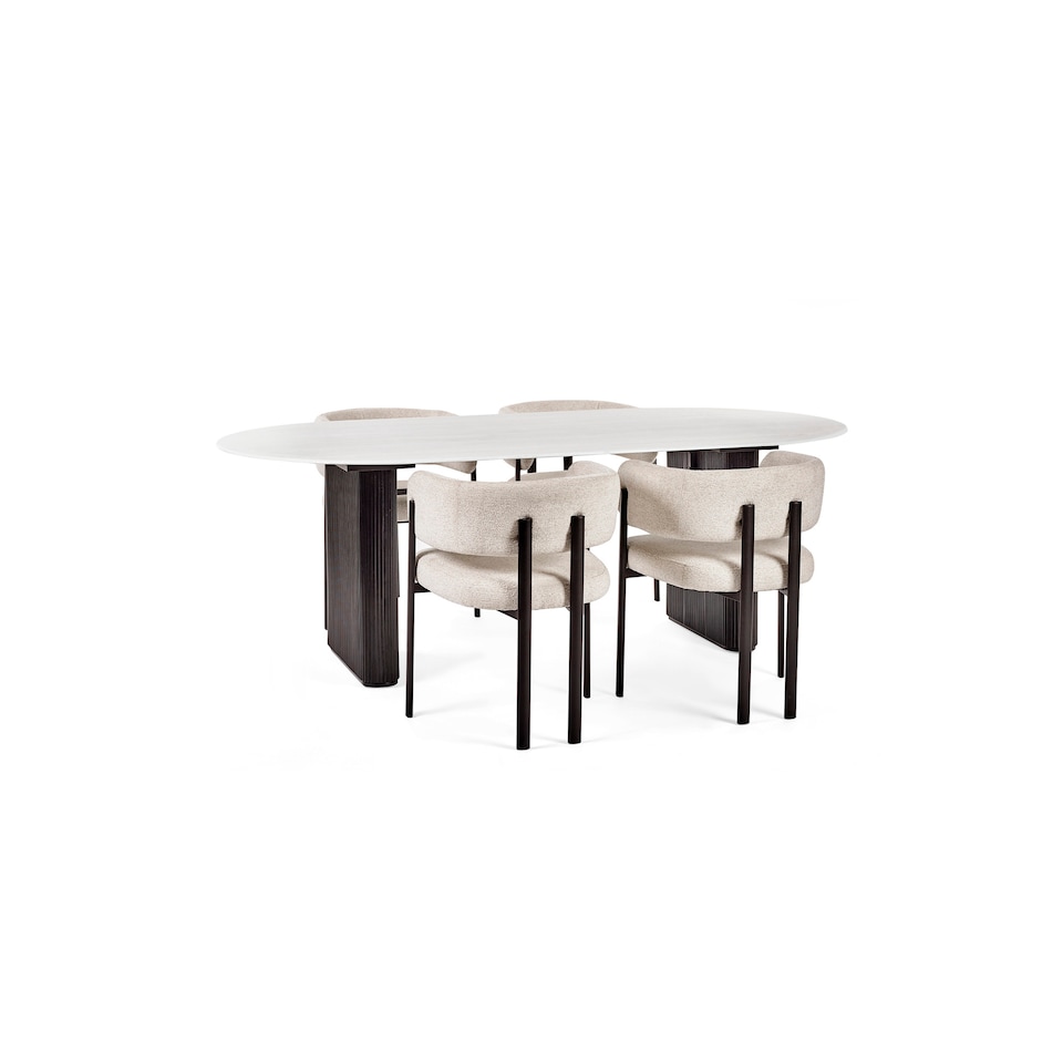 image 1 of Bolivia 220cm White Stone Effect Oval Dining Table
