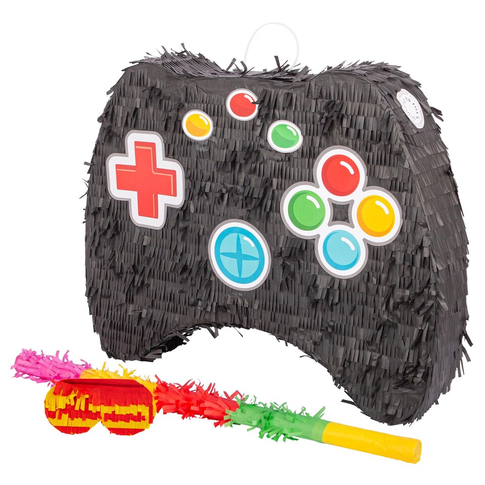 image 1 of Fax Potato 3pc Game Controller Pinata Set with Stick & Blindfold - Multi Stick