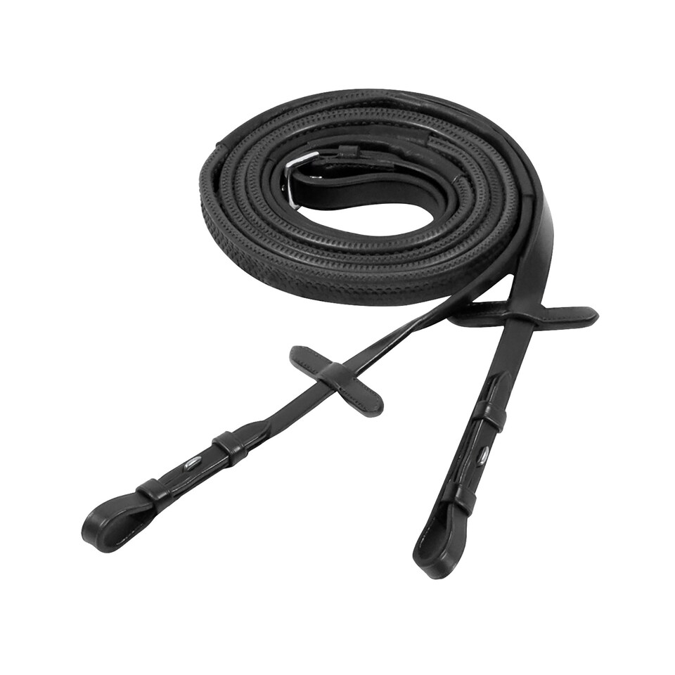 image 1 of Collegiate Rubber And Leather Reins IV - Black - 5/8in x 54in
