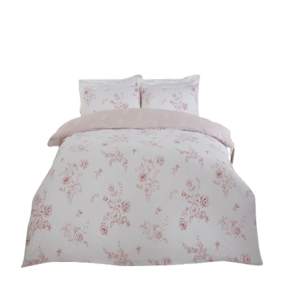 image 1 of PH Sadie Floral Polycotton Reversible Duvet Cover Set with Pillowcase Blue | Super King