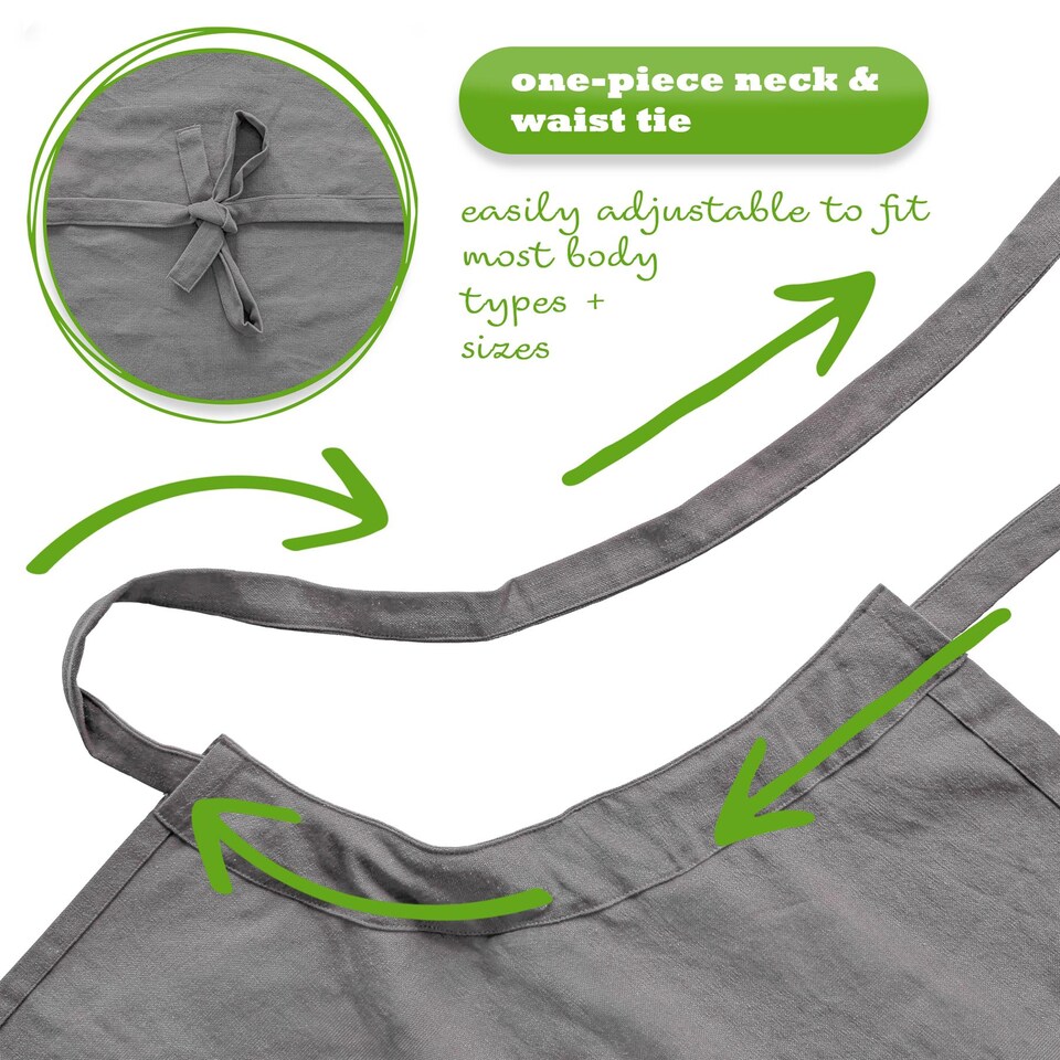 image 1 of Nicola Spring Cotton Kitchen Bib Aprons - One Size - Grey - Pack of 2