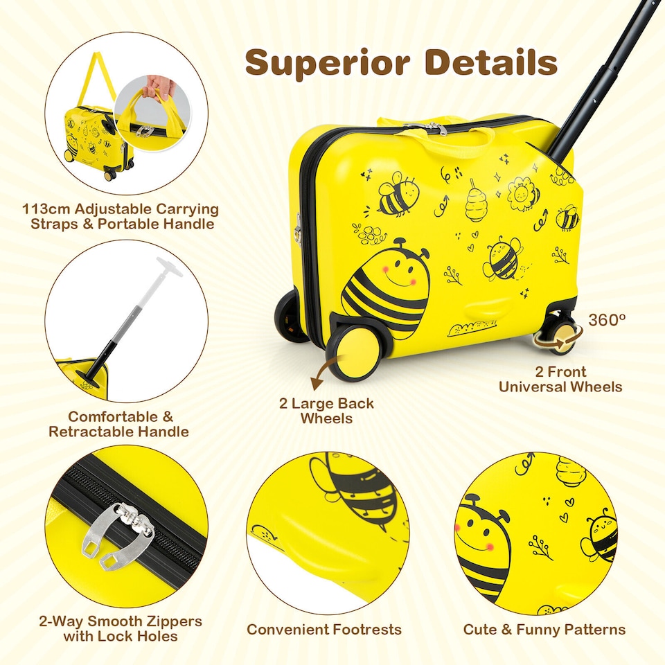 image 1 of COSTWAY Kids Travel Luggage 2 PC Kids Luggage Set Travel Rolling Trolley Kid Gift