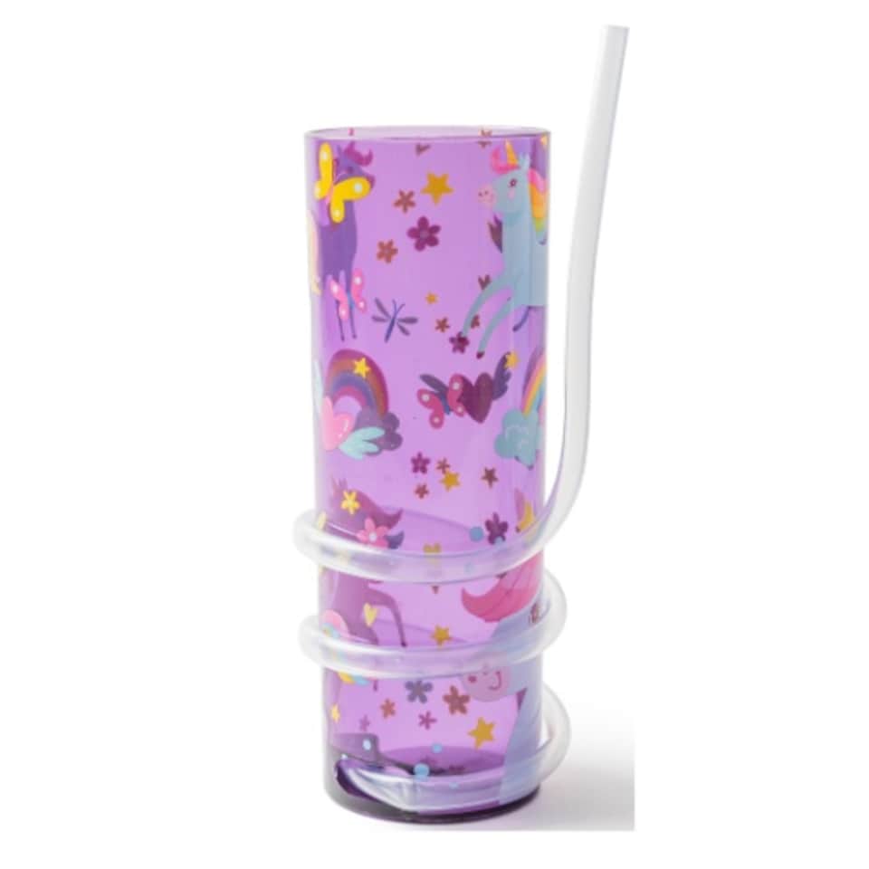 image 1 of Unicorn Tumbler with Curly Straw 450ml