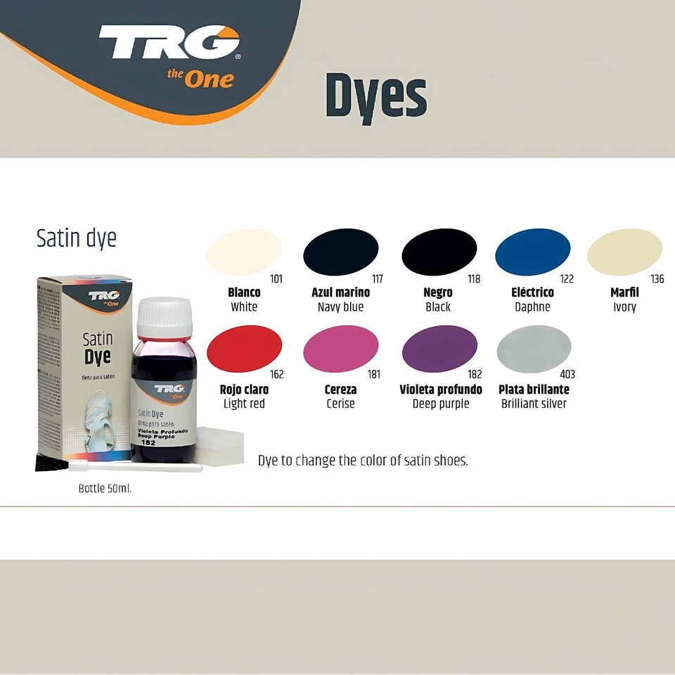 image 1 of TRG Satin Shoe Dye - Soft Sheen Finish for Restoring Faded Satin Shoes 50ml | Black | Black