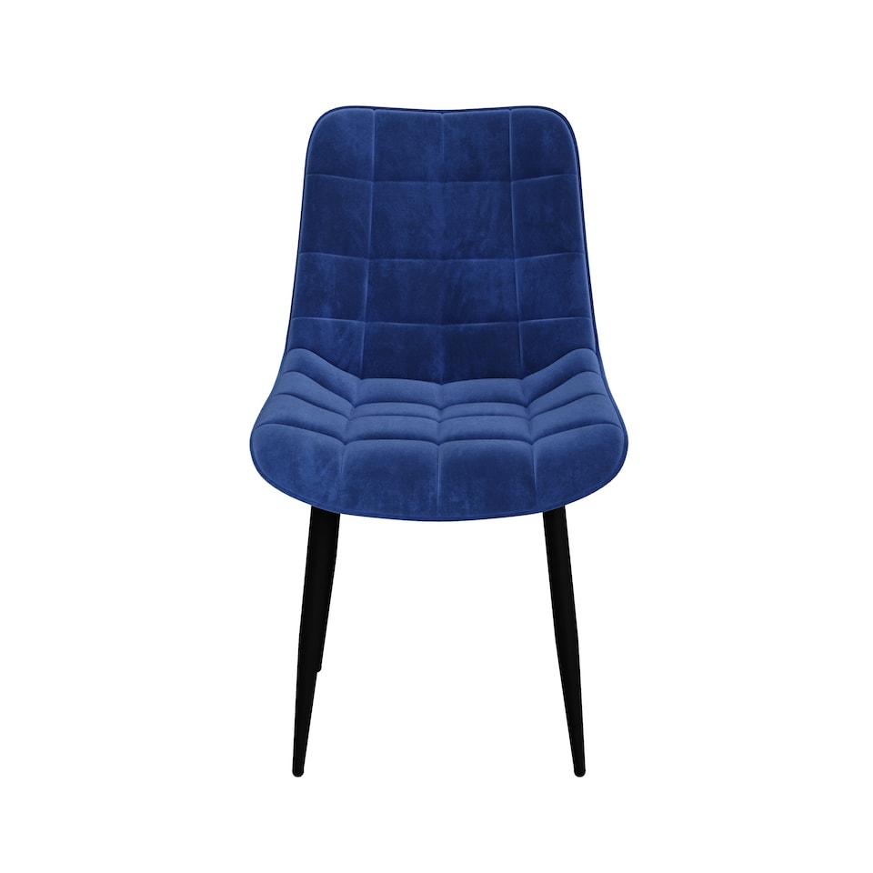 image 1 of Set of 6 Nova Modern Velvet Dining Chair Padded Seat Metal Legs (Blue)