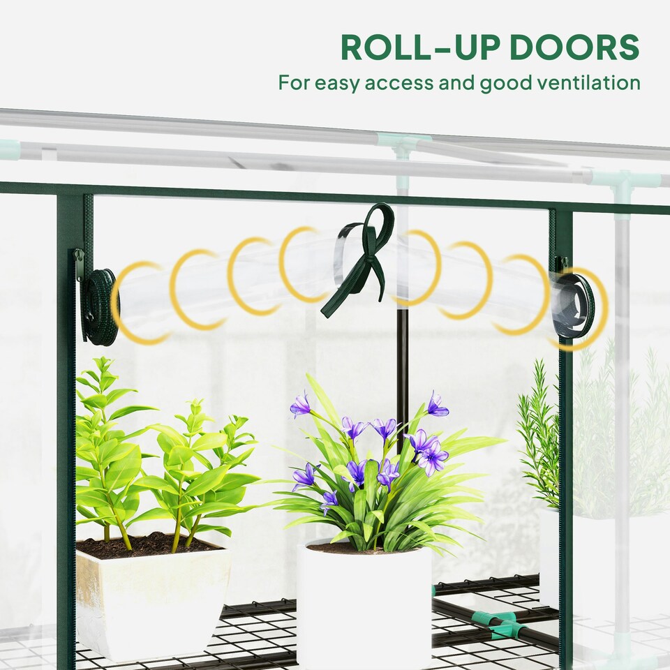image 1 of Outsunny 3 Tier Lean-to Mini Greenhouse with Plastic Cover, Clear