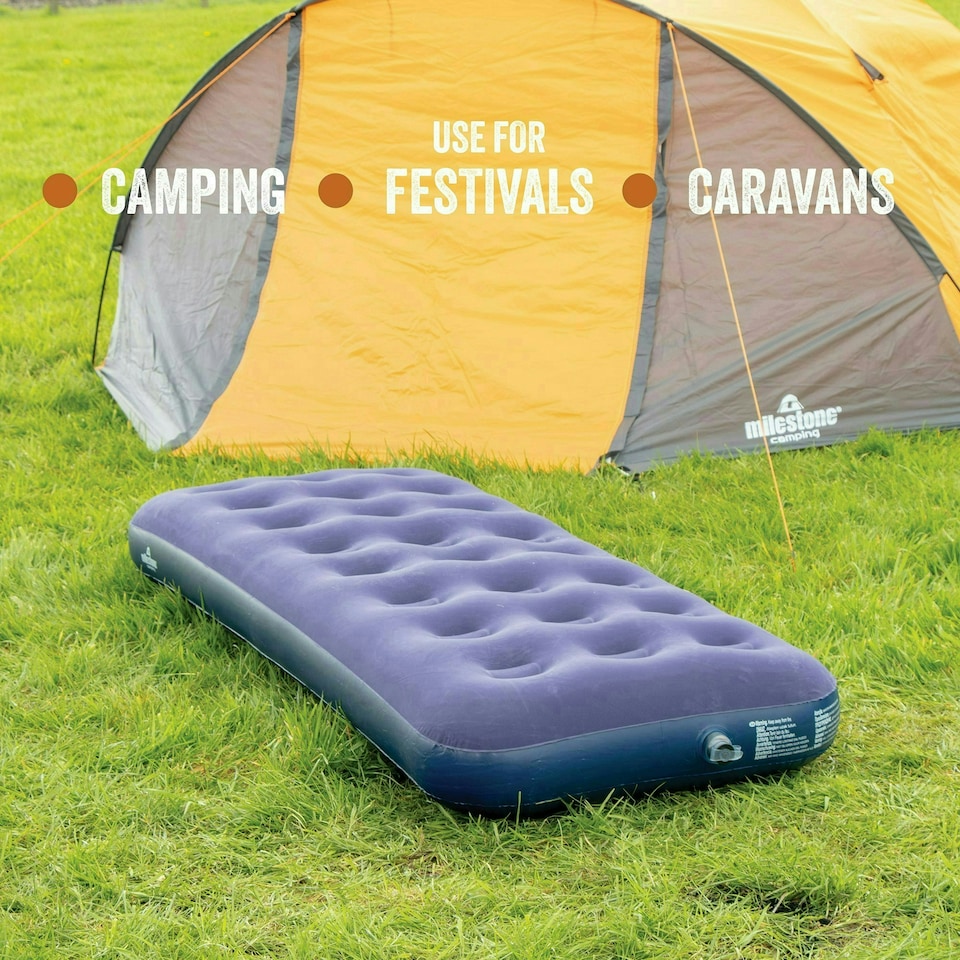 image 1 of Milestone Camping Single Flocked Airbed