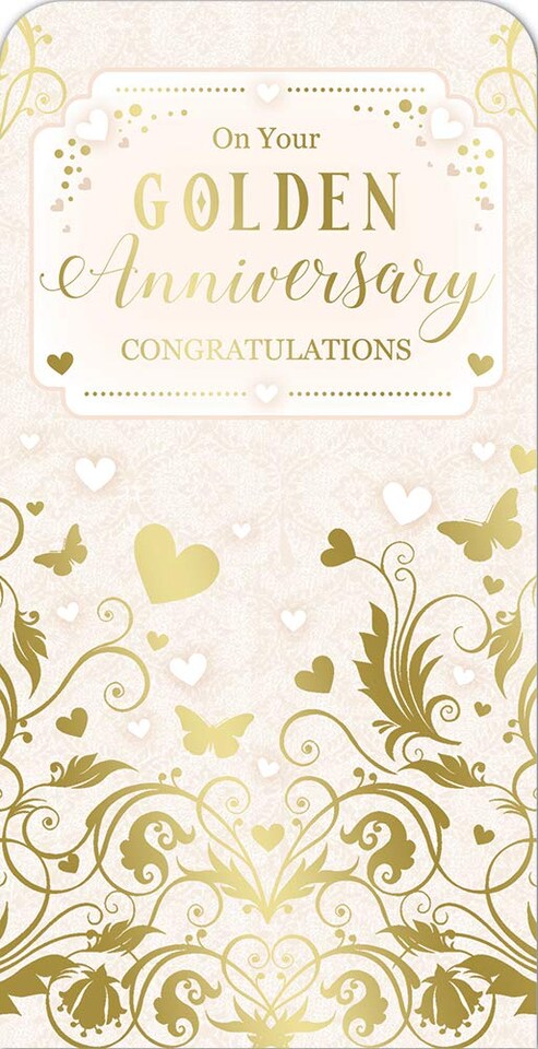 image 1 of 50th Golden Wedding Anniversary Luxury Gift Money Wallet Card