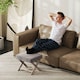 image 3 of HOMCOM Vintage Footstool Padded Seat X Shape Chair Velvet Cover Shabby Grey