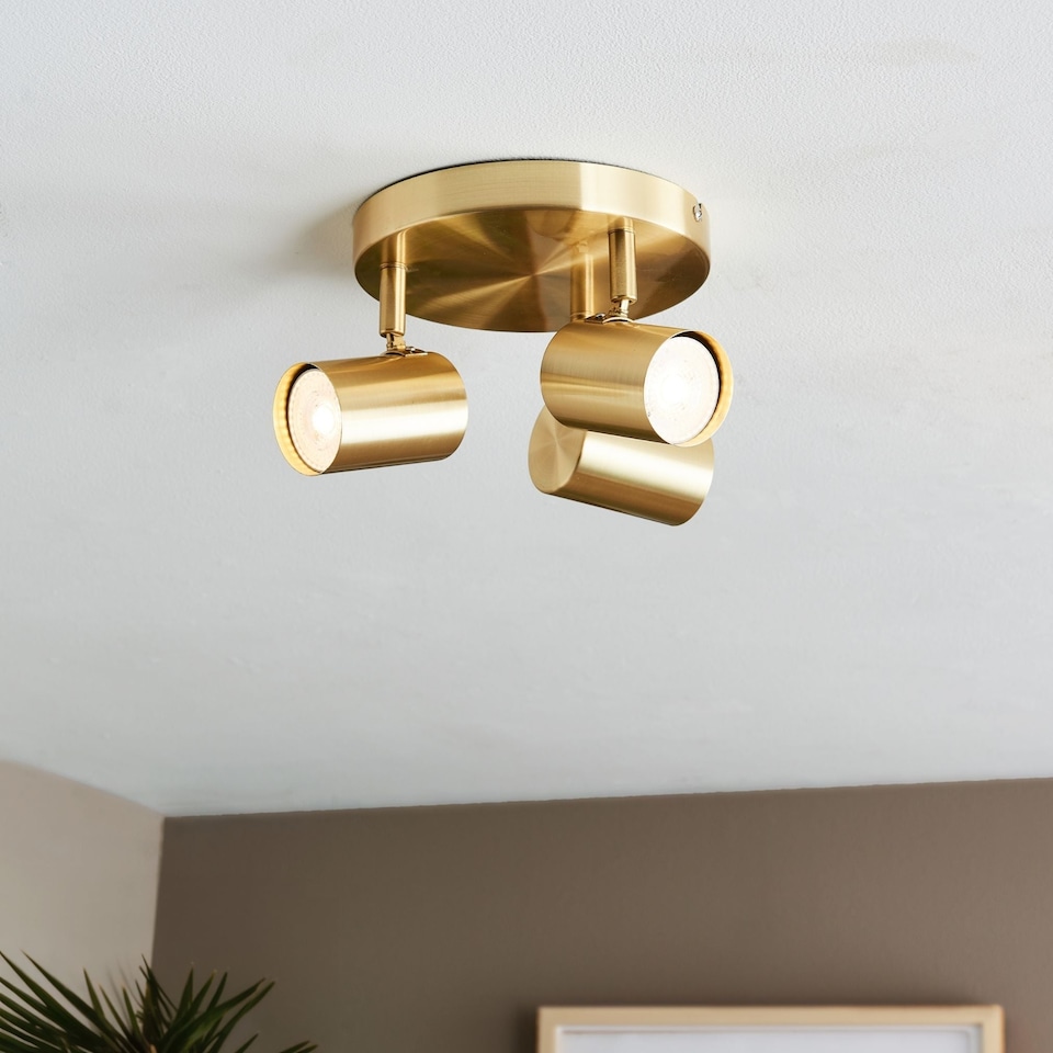 image 1 of Hereford 3 Light Satin Gold Ceiling Spotlight