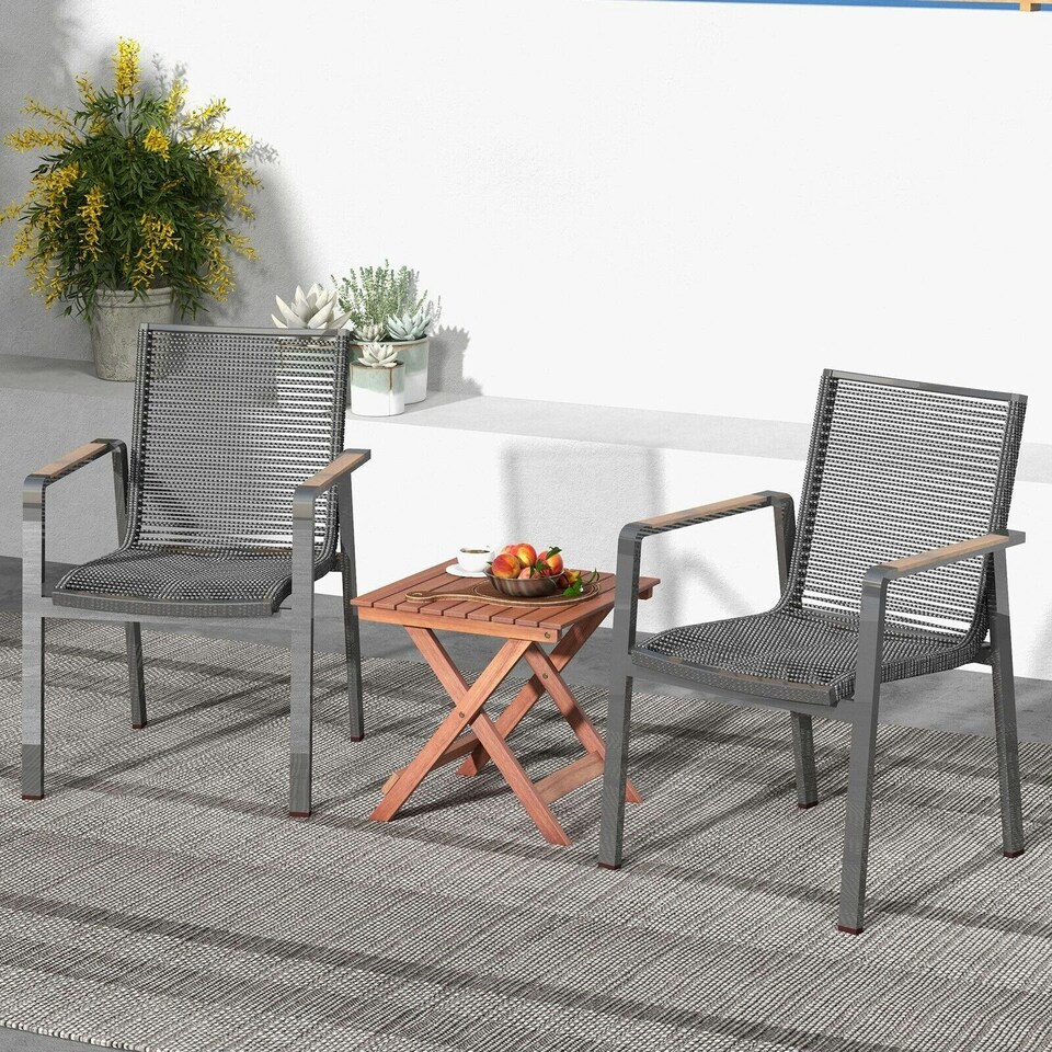 image 1 of COSTWAY Wooden Side Table Folding End Table Slatted Tabletop Brown