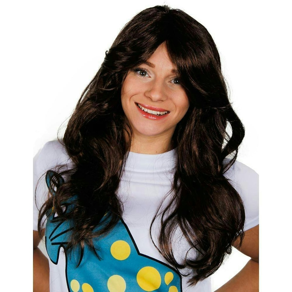 image 1 of 70s Flick Wig – Brown Retro Fancy Dress Hairpiece for Disco & Vintage Costumes Brown | One Size