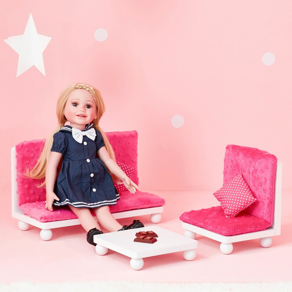 image 1 of Teamson Kids Baby Doll Wooden Furniture Lounge Sofa Dolls Chair